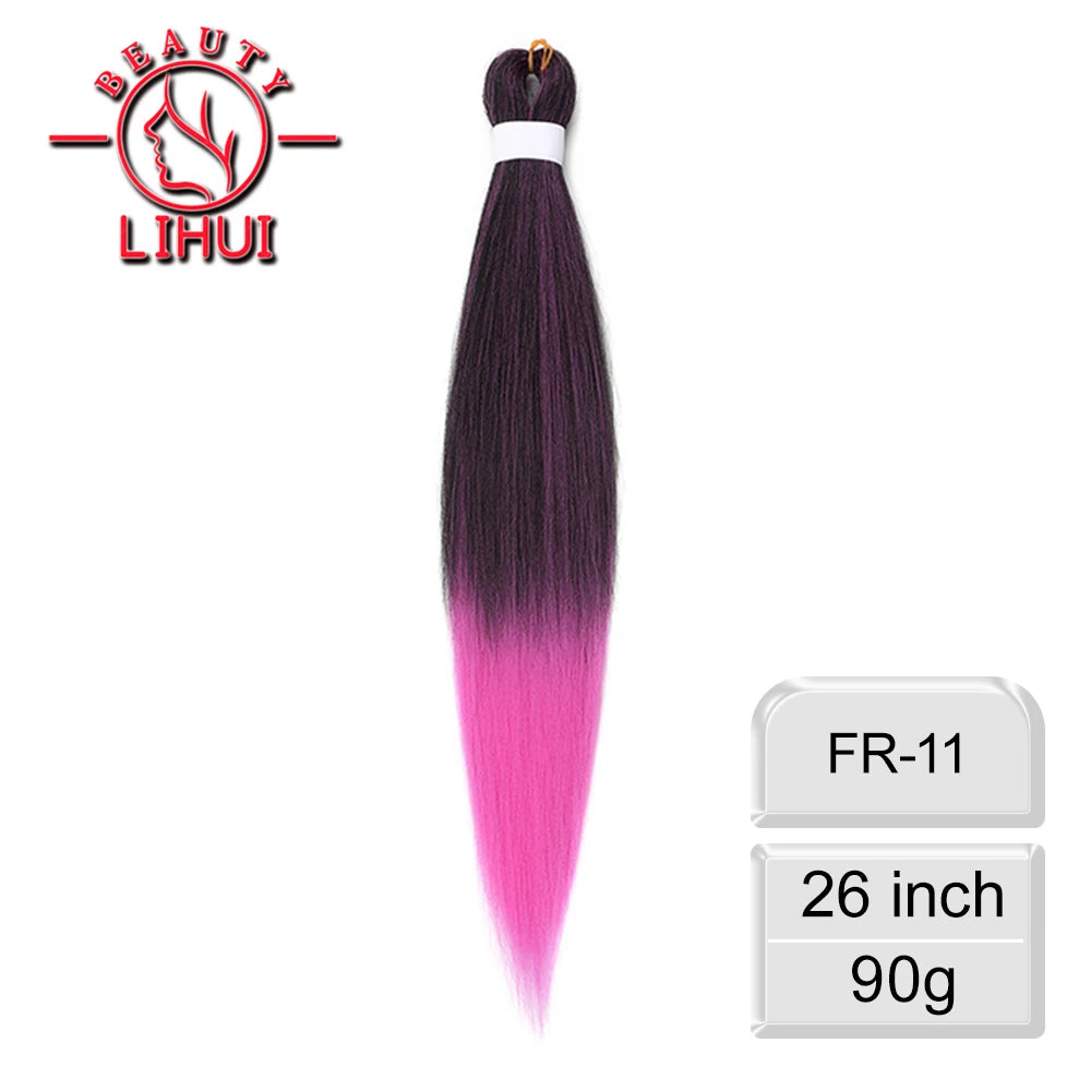 LIHUI Pre-Stretched Jumbo Braids — 26" 90 g Synthetic (Red/Pink, Frosted Colors)