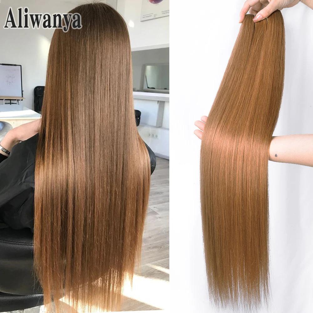 Bone Straight Hair Bundles Salon Smooth Hair Extensions High Temperature Super Long Synthetic Yaki Straight Hair Weaving