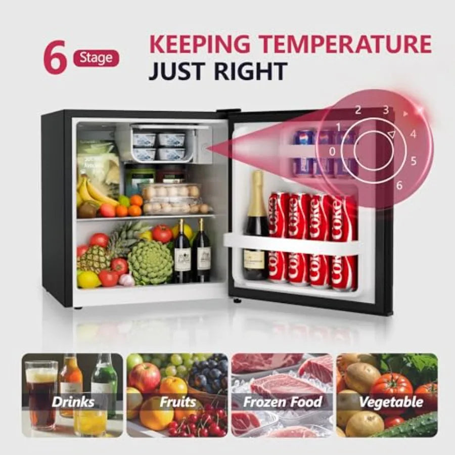 1.7 Cu.Ft Mini Fridge with Freezer Single Reversible Door Compact Refrigerator Adjustable Thermostat Energy Saving Mini Fridge
