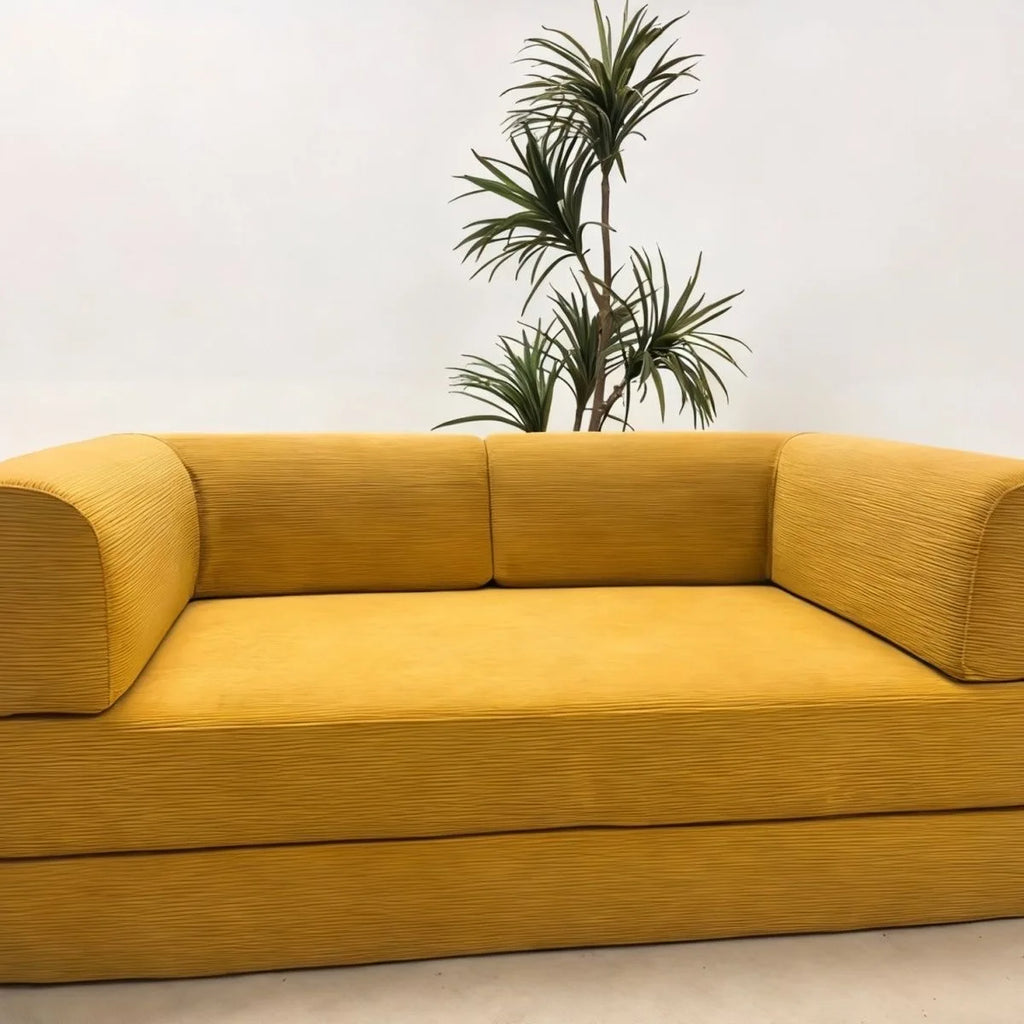 Italian Compressed Sofa Minimalist Retro Corduroy Sofa Bed Lounge Modular Couch Foldable Washable Customizable for Living Room