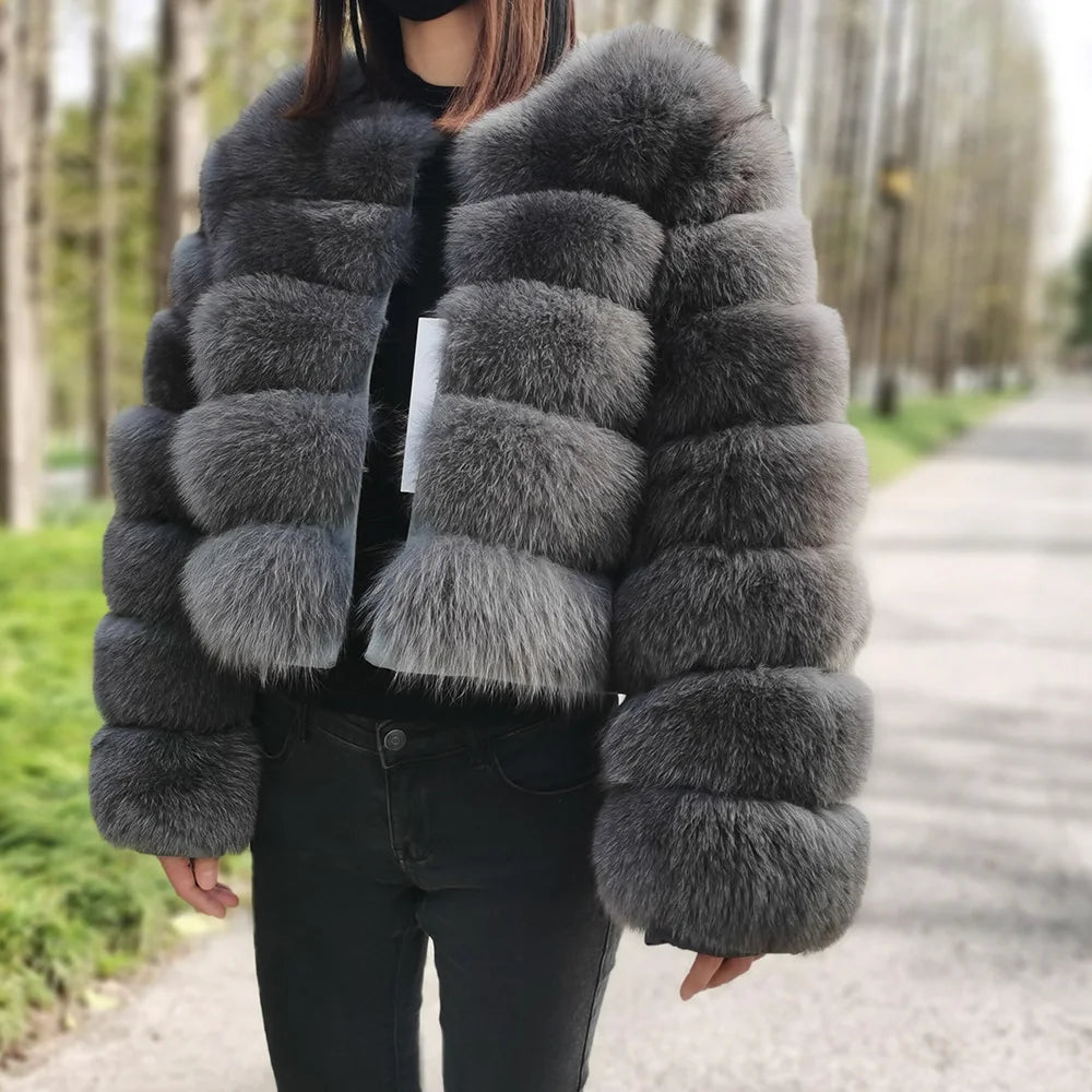 2025 MAOMAOKONG Natural Real Fox Fur Coat Women's Jackets Winter Furry Vest Luxury Beige Khaki Short Leather Female Clothing