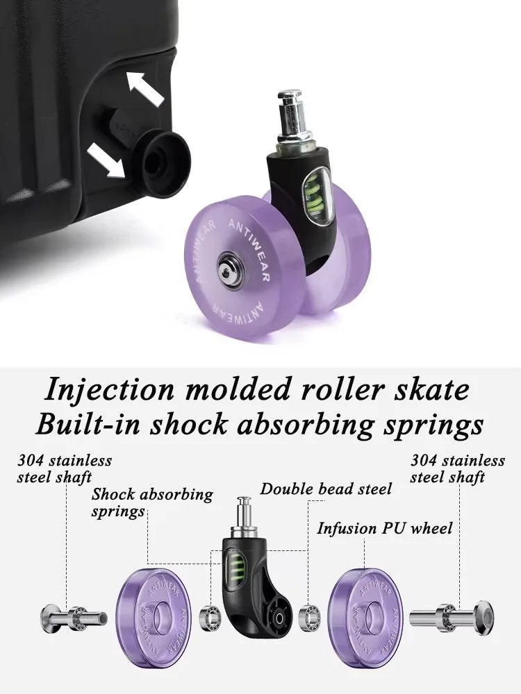 Aluminum Frame Wide Handlebar Rolling Luggage with Colorful Silent Spinner Wheels and TSA Lock Large Capacity Trolley Suitcase