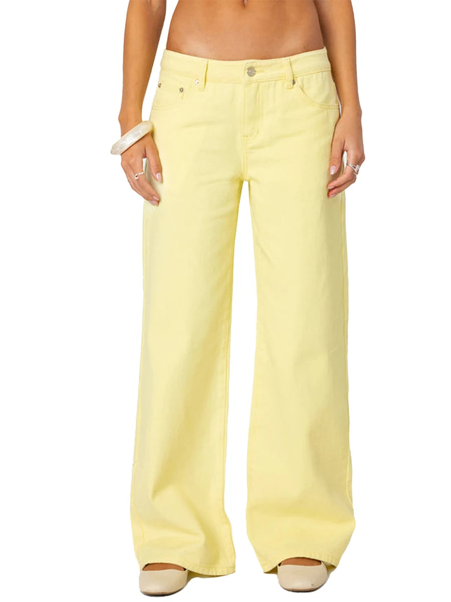 Women’s Wide-Leg Denim Pants – Relaxed Mid-Rise Office-to-Weekend Jeans