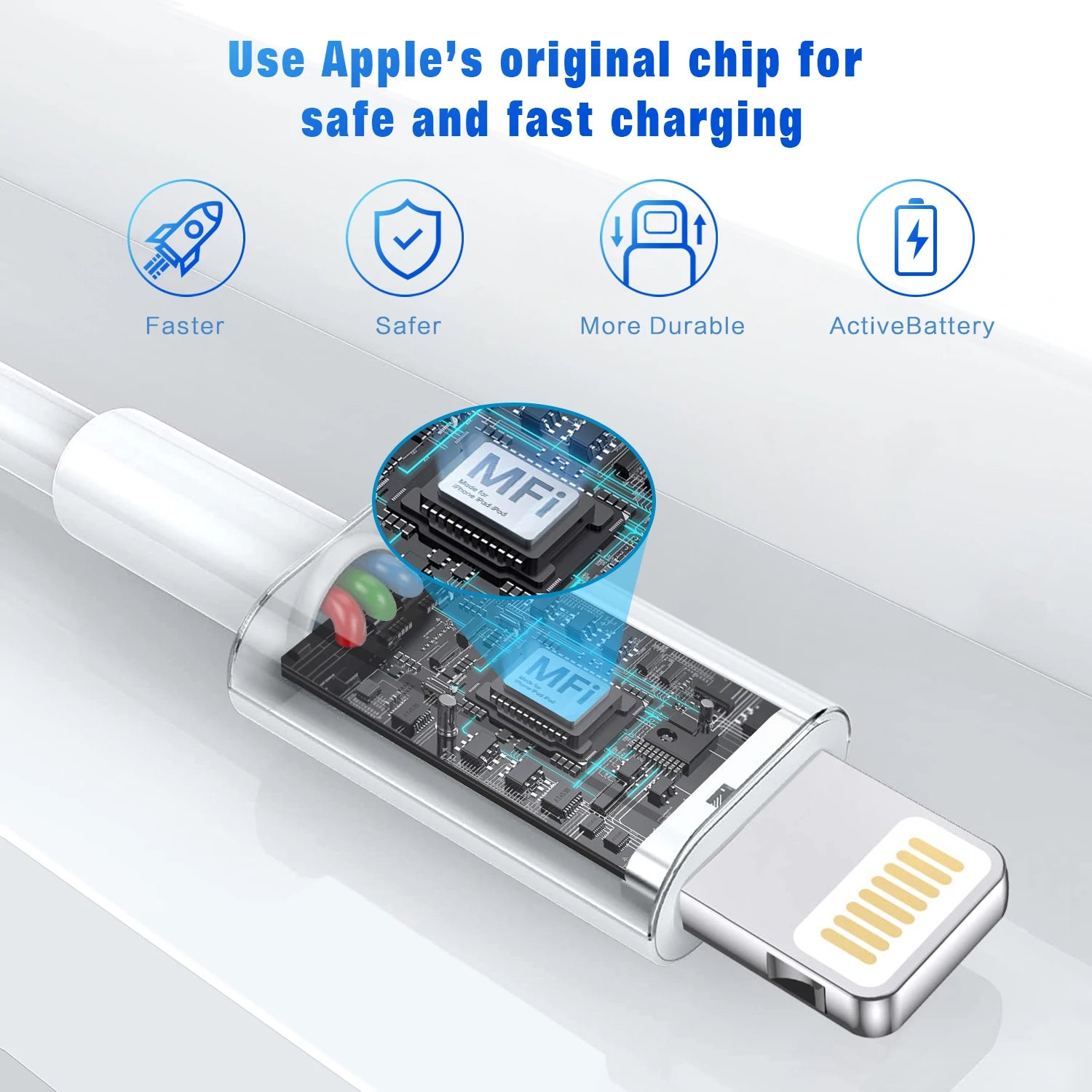 3A USB Cable For iPhone 14 13 12 11 Pro Max X XR 6s 7 8 Plus  3ft  6ft Lead Mobile Phone Fast Charging Cord Data Charger Wire