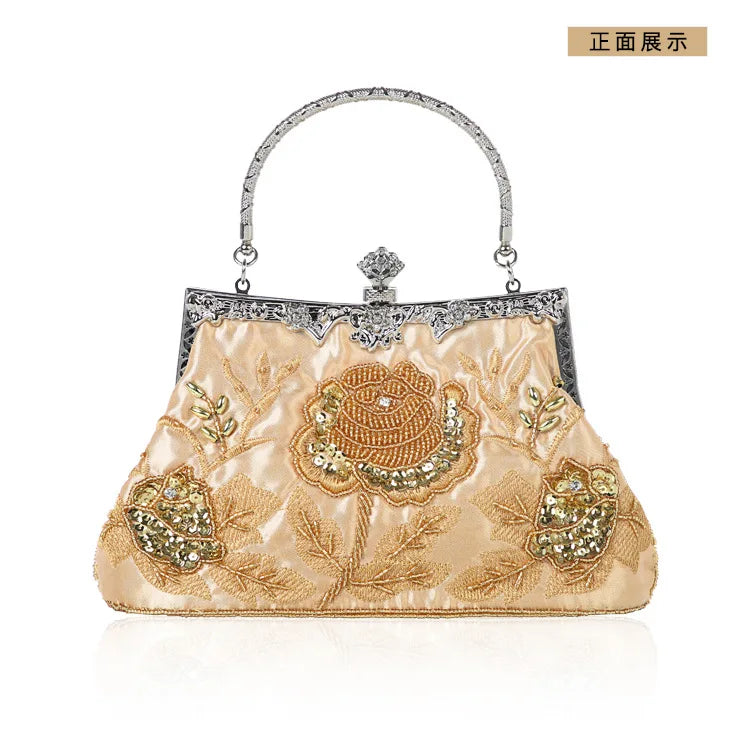 Retro Handmade Beaded Embroidered Dinner Bag Chic Festive Bride Bolsos Lujosos Marcas Famosas Luxury Designer Bags High Quality