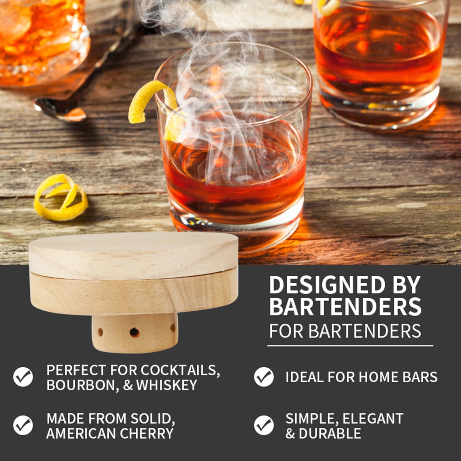 Glass Top Smoker Cocktail Smoker Kit With 4PCS Wood Chips Bartender Accessories For Whiskey Drinks Smoking Gift Kit for Men