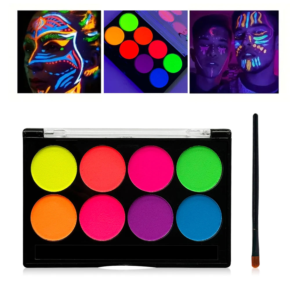 8 Colors Glow Fluorescent Neon Oil Face Body Art Paint UV Glow Oil Painting Halloween Party Fancy Dress Beauty Makeup Cosmetics