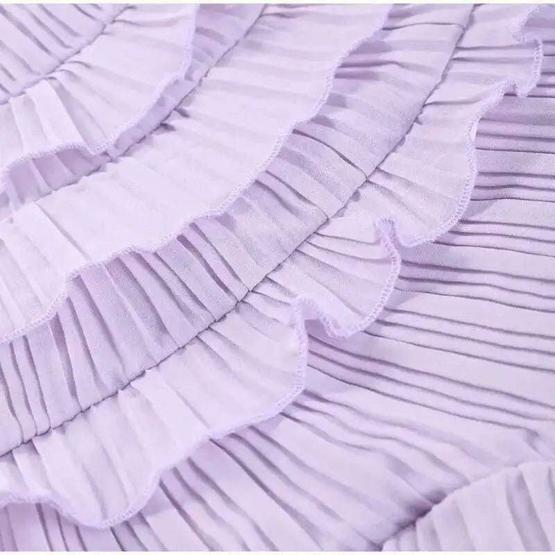 Giyu Sexy Evening Party Dresses Women Summer Halter Prom Gown Ruffles Lotus Edge Tiered Backless Robe Elegant Chiffon Long Dress