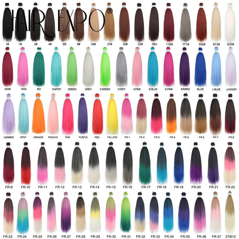 26Inch Easy Braids Hair Synthetic Colourful Pre Stretched Braiding Hair Extensions Jumbo Braids Ombre Yaki Long Straight Hair