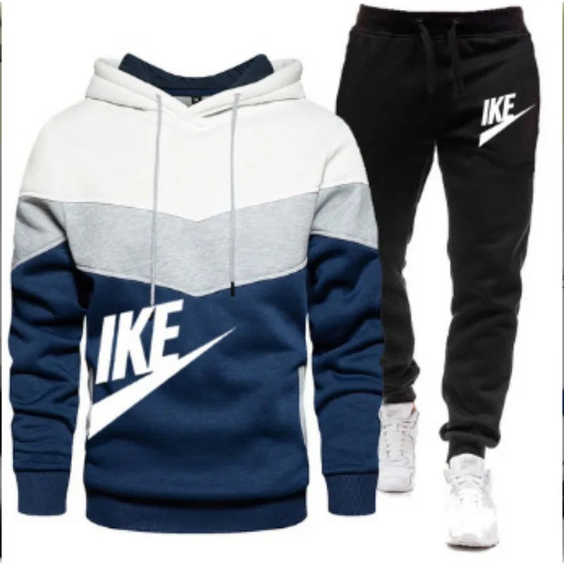 A new autumn and winter fashion combination hooded sweatshirt and sweatpants two-piece men's casual fitness jogging set