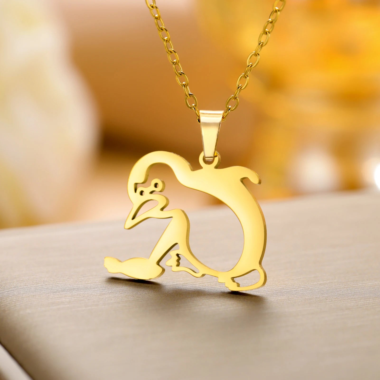 Walking Penguin Pendant Necklace | Stainless Steel Animal Chain for Women