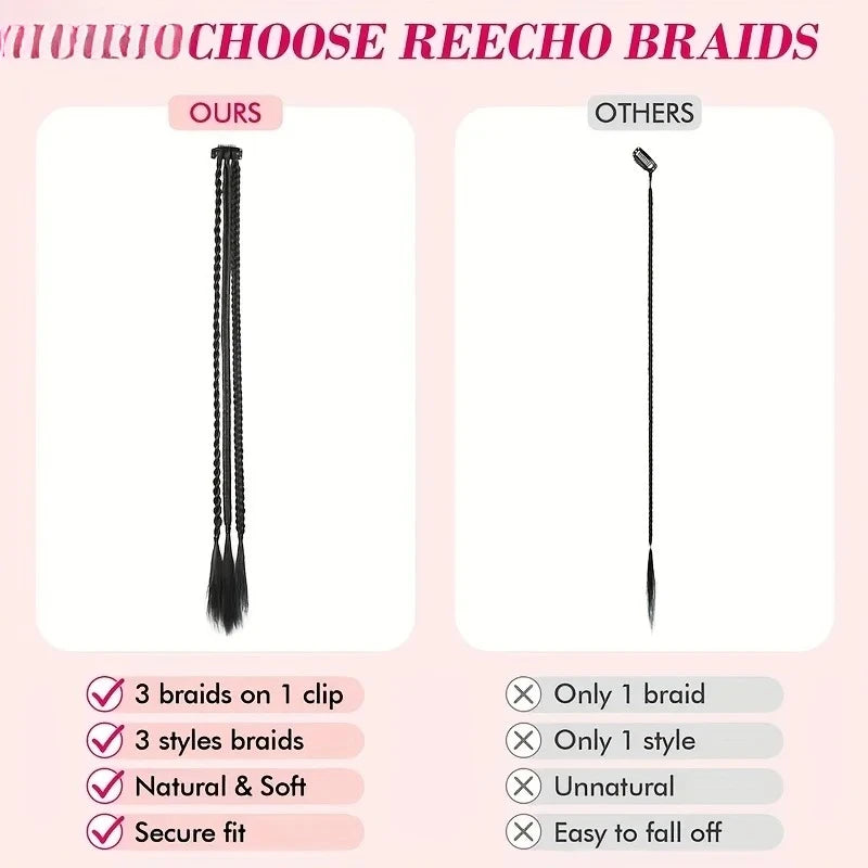 Synthetic Wig Braids Boxing Braid Dreadlocks Clip In Hair Extension Black Blonde Dirty Braids Boxer Braid Hairpieces For Women