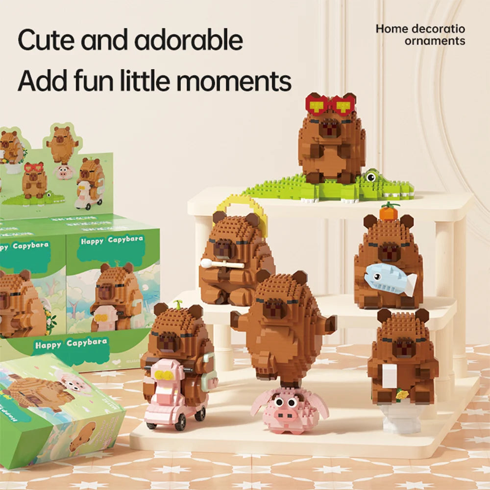 "Capybara Building Blocks Set - Cute Water Guinea Pig DIY Model | Fun STEM Toy for Kids & Adults"