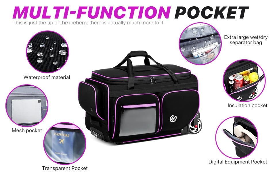 Large-capacity Business Trolley Travel Bag Carry-on Luggage Bag Laptop Bag with Clothes Drying Rack Multi-Functional Travel Case