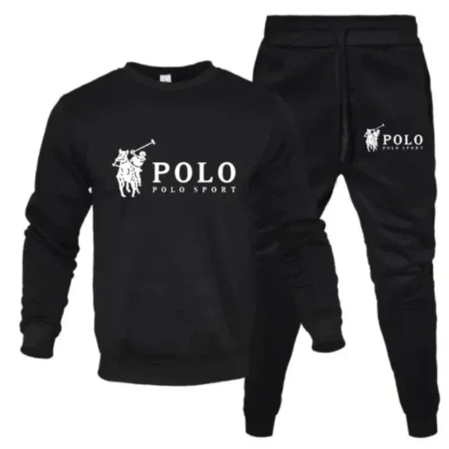 Men's autumn and winter sets of round-neck sweatshirts and jogging pants autumn and winter fashion outdoor fitness and casual
