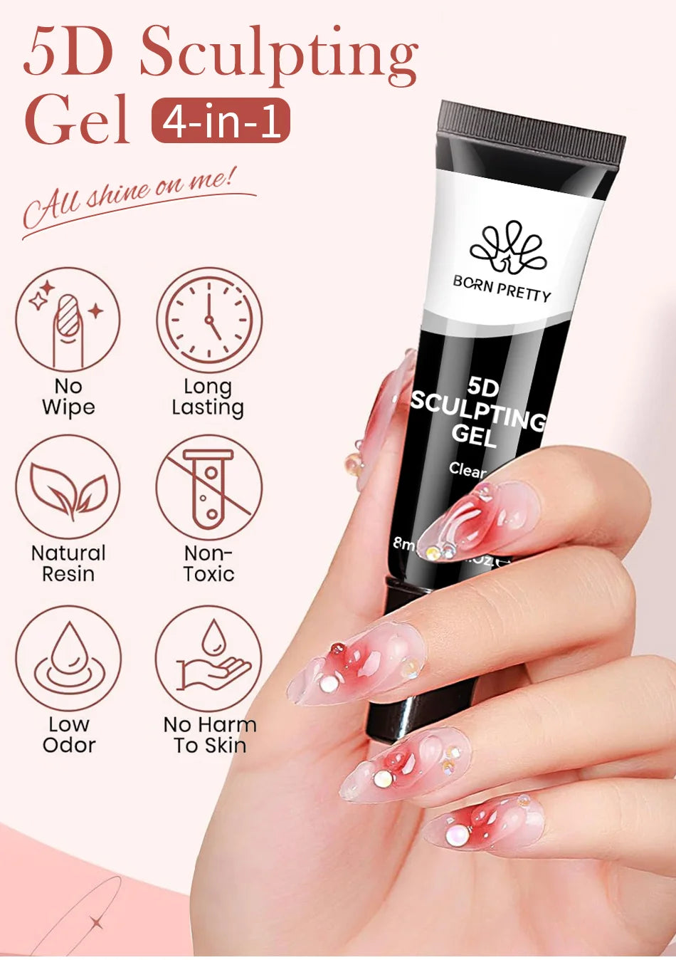 BORN PRETTY 5D Sculpting Nail Gel (8ml) – Emboss & Carve 3D Designs