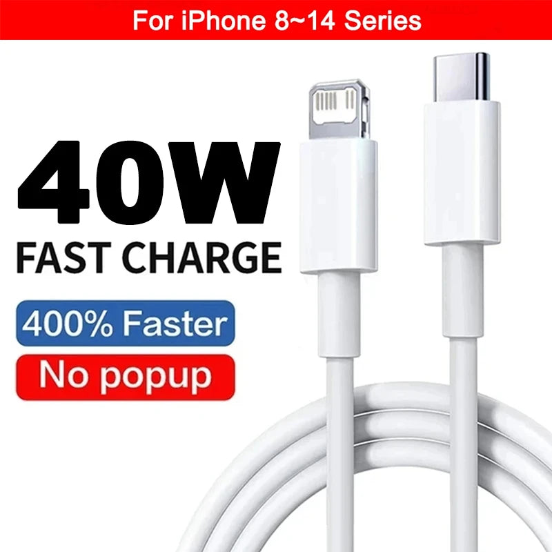For Apple 40W For iPhone Charger USB Type C Fast Charger For iPhone 16 15 14 13 12 11 Pro Max Plus PD Charging Cable Accessories