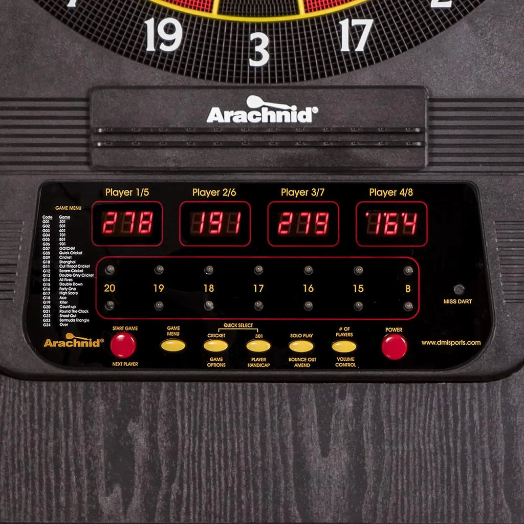 Arachnid Cricket Pro 650 Standing Electronic Dartboards with 24 Games, 132 Variations, and 6 Soft-Tip Darts Included