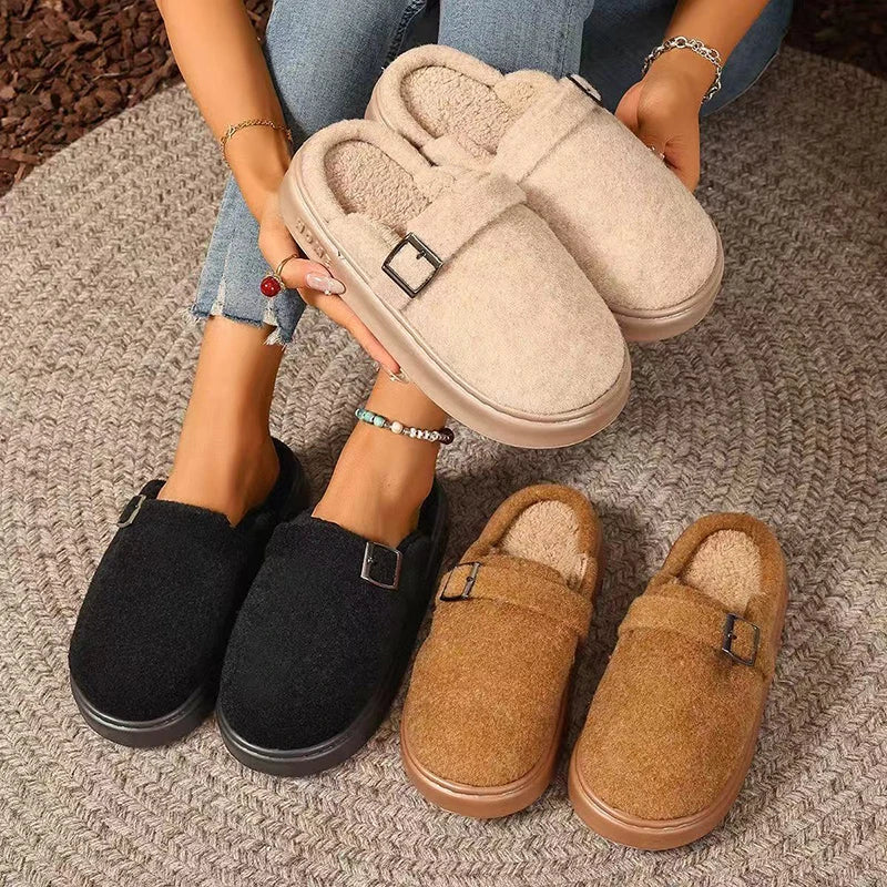 Winter Women's Slippers Home Plush Luxury Designer Woman Shoes Indoor Fluffy Fashion Platform Fuzzy Fur Slides Elegant Flat Soft