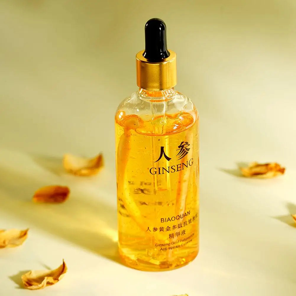 100mlGold Ginseng Face Essence Polypeptide Lightening Skin Moisturizing Facial Serum Smoothing Skin Care Products Deep Hydration