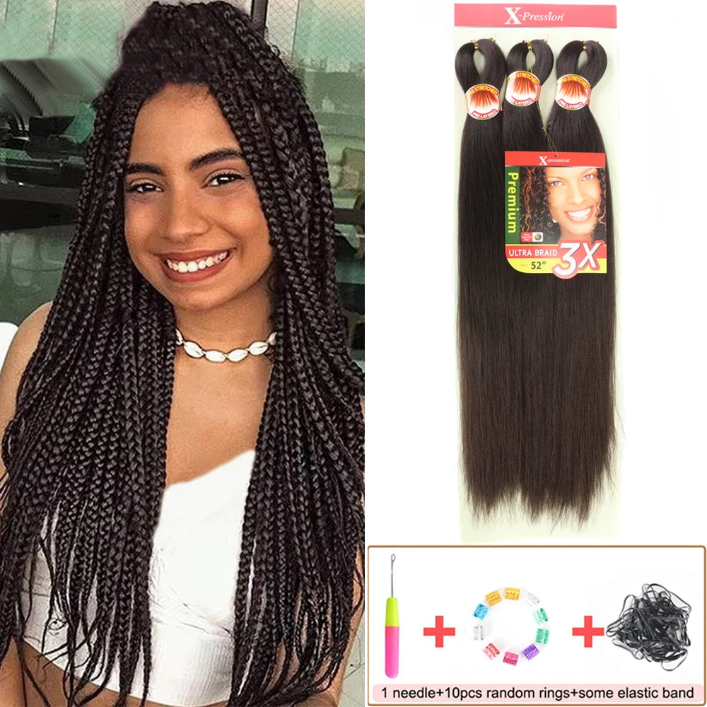 Braiding Hair Pre Stretched 26 Inch 3 Packs Yaki Braiding Hair For Braids Hot Water Setting Synthetic Crochet Hair Extensions