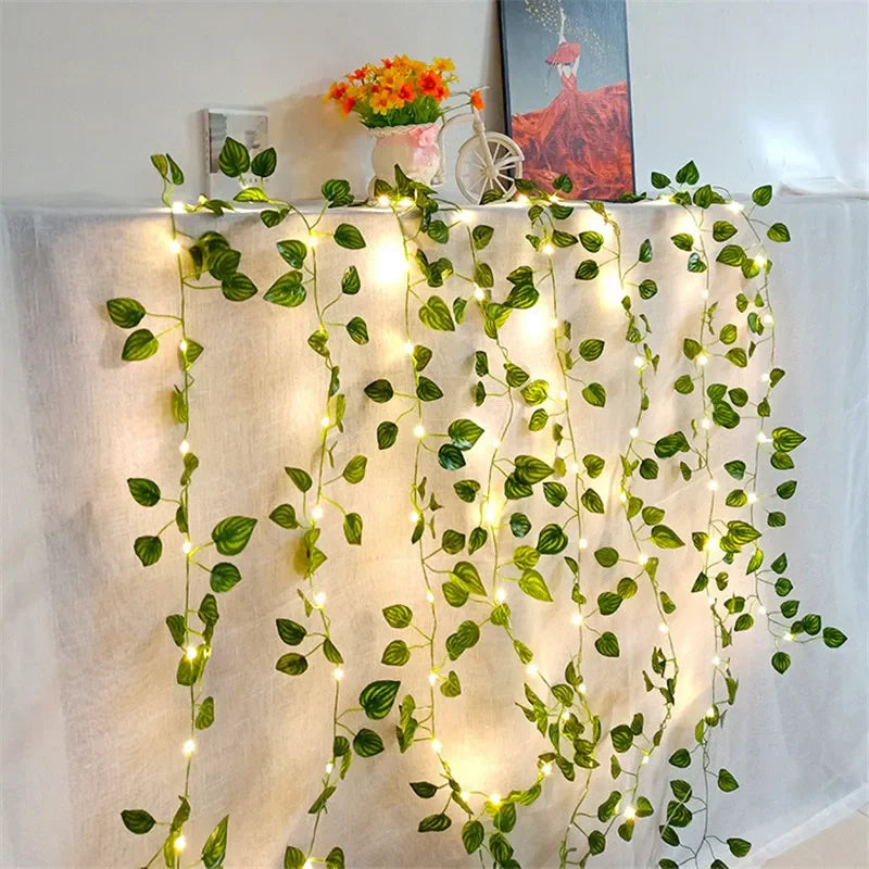 Green Leaf Fairy Vine String Lights (Battery Powered, LED)