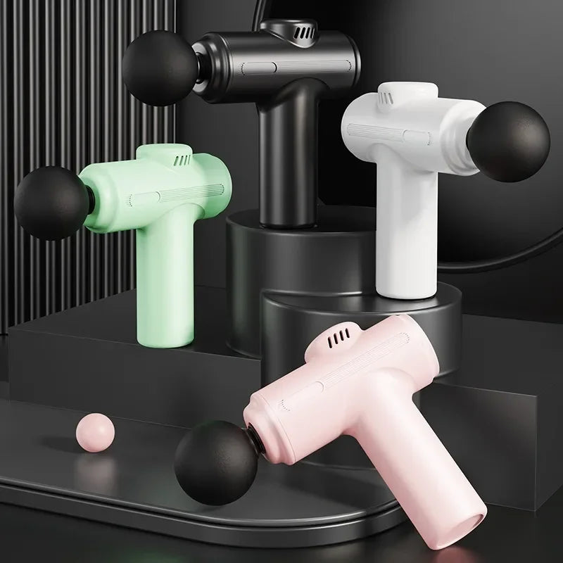 Mini  USB Electric Massage Gun Deep Tissue Facial Massgaer 8 Heads Arms Back Leg Muscle Relaxing For Body Back Arm Sport Fitness