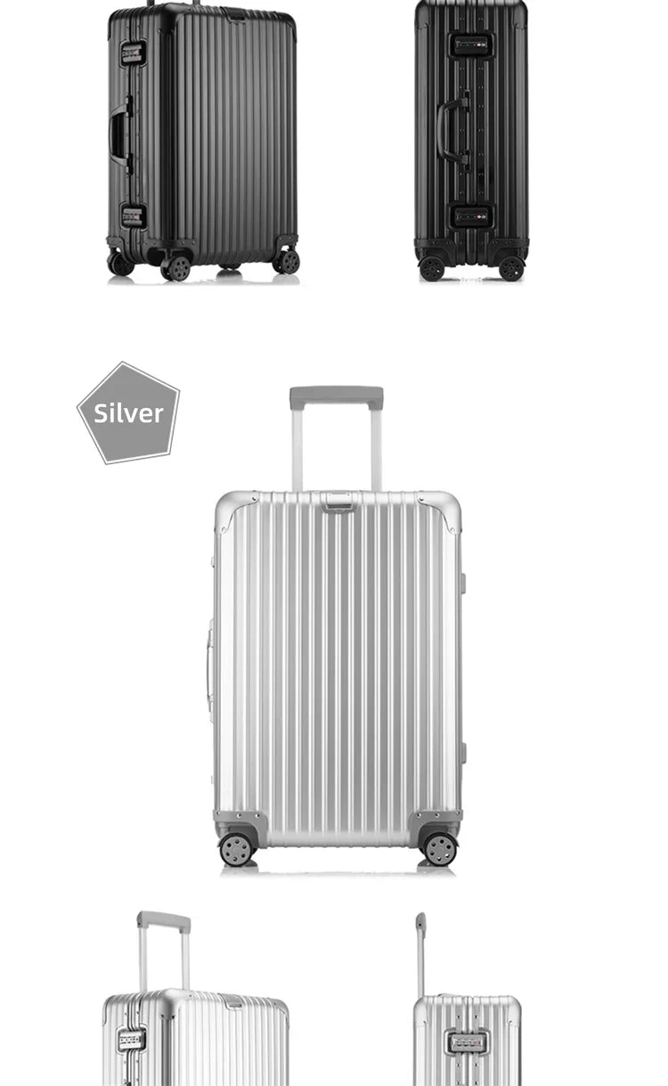All-aluminum magnesium alloy telescopic suitcase 24-inch luggage business travel case metal combination lock bag 20-inch carry-o