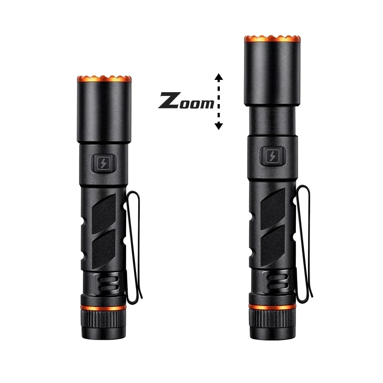 Zoom Mini EDC High Bright LED Pen Flashlight USB Rechargeable Magnet Small Torch Outdoor Camping Hiking Emergency lighting Light