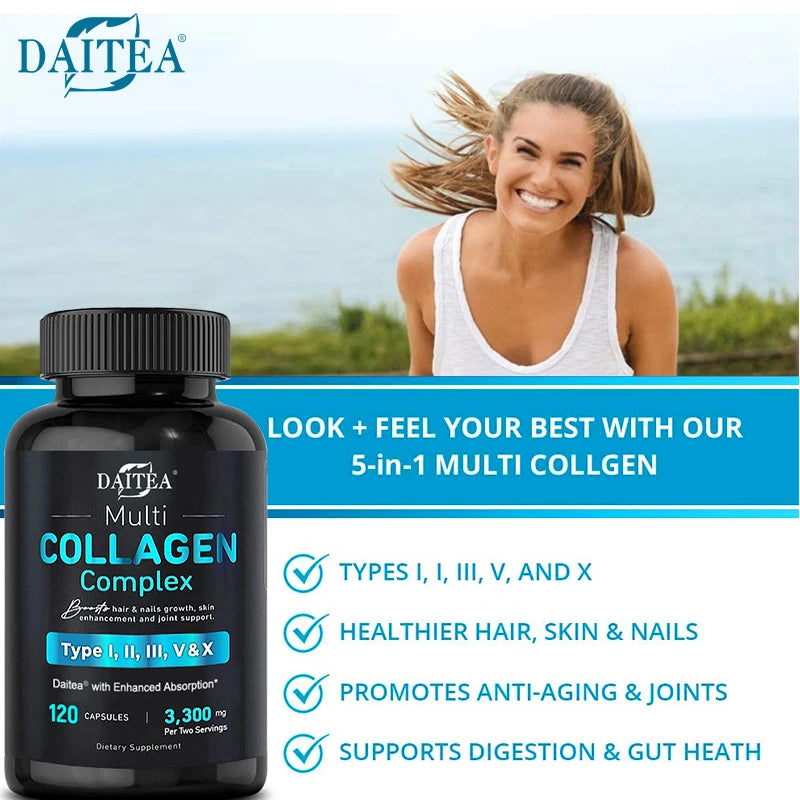 Collagen Complex 120 Capsules Hair, Nails, Skin Brightening, Joint Protection, Bone Health, Beauty & Health