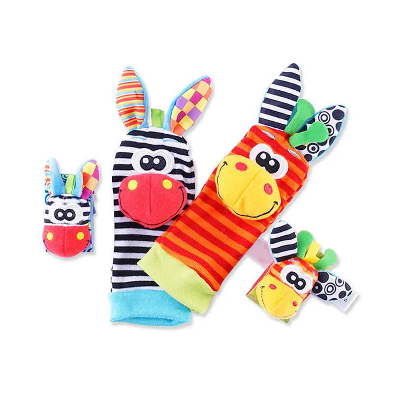 2PCS/SET Baby Rattle Toys Cute Stuffed Animals Wrist Rattle Foot Finder Socks 0~12 Months For Infant Boy Girl Newborn Gift