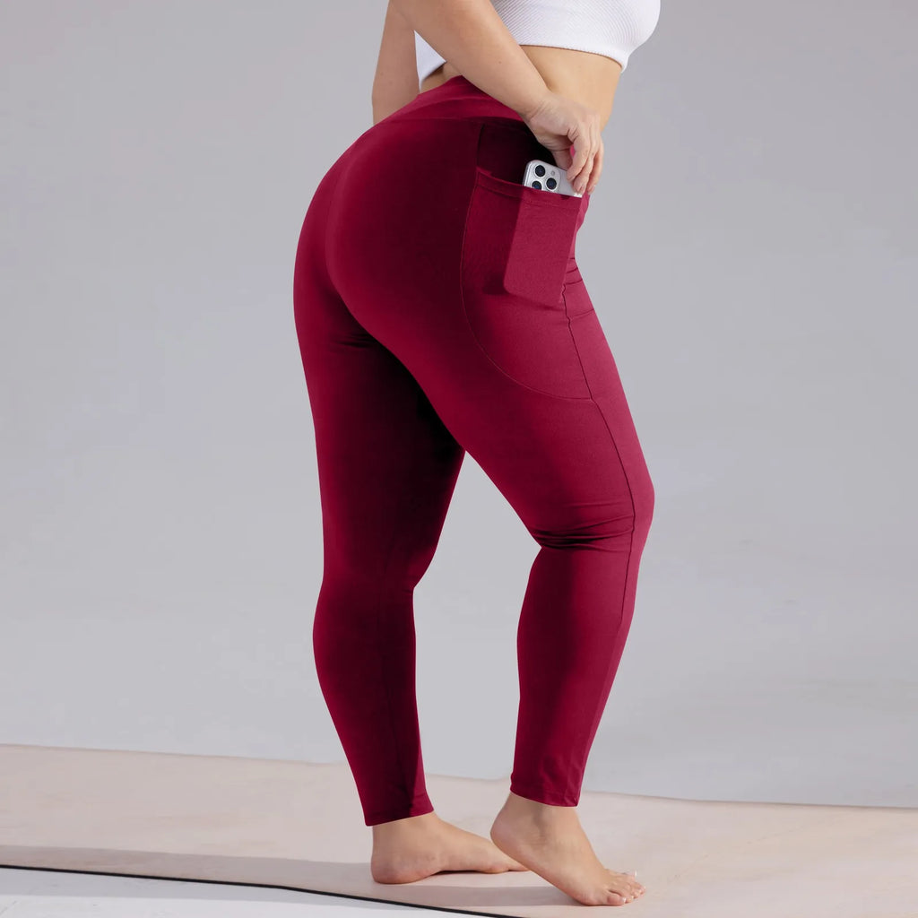 Plus Size Women’s High-Waisted Yoga Pants with Pockets – Hip Lift Athletic Leggings
