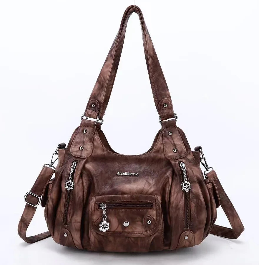 Angel Bag Women Handbags Satchel Top-handle Soft PU Shoulder Bag Fashion Dumpling Pack Multi-pockets Shoulder Bags Wellet