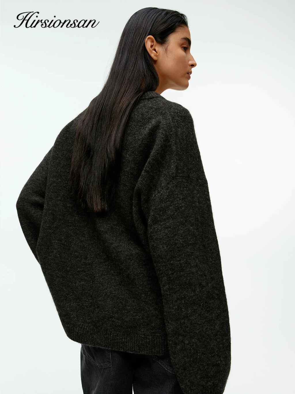 Hirsionsan Women’s Lantern Sleeve Knit Sweater – Oversized Thick Pullover, Cozy O-Neck Casual Top (2025 New Arrival)