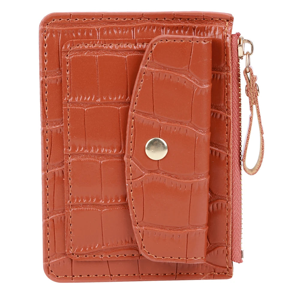 Women Small Coin Purse PU Leather Fashion Short Wallet Solid Color Casual Money Wallet Daily Bag for Ladies