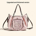 Y2K Women Pink Vintage Gothic Tote Bag Aesthetic Large Capacity Embroidery Letter Retro Ladies Grunge Chain Travel Shoulder Bags