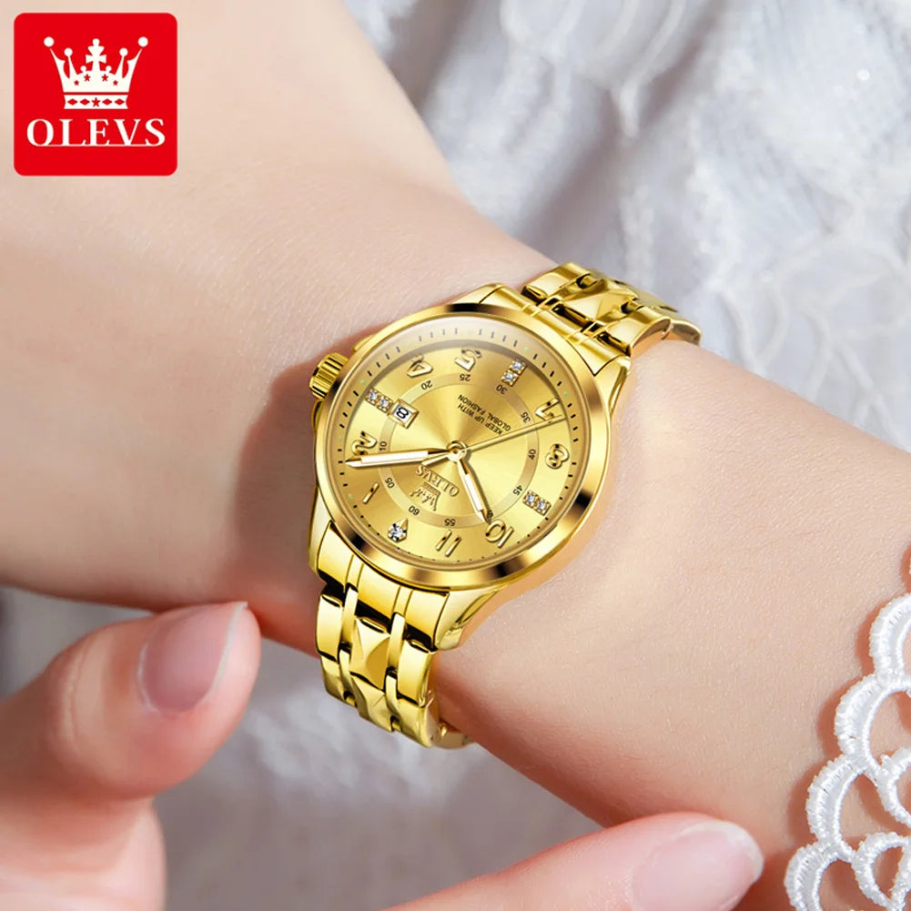 OLEVS Top Brand Fashion Trend Quartz Women Watch High Quality Stainless Steel Luminous  Waterproof Luxury Original Ladies Watch