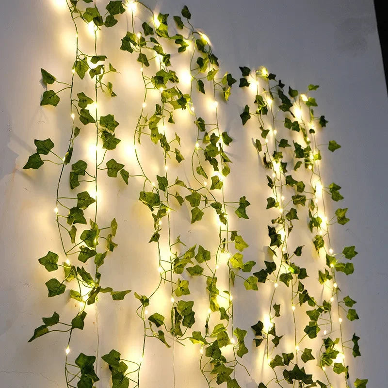 Green Leaf Fairy Vine String Lights (Battery Powered, LED)