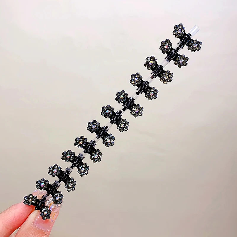 12pcs/Set Glitter Rhinestone Colorful Flowers Mini No-Slip Metal Hair Claws Hair Accessories For Girls Hair Clips Hairpins