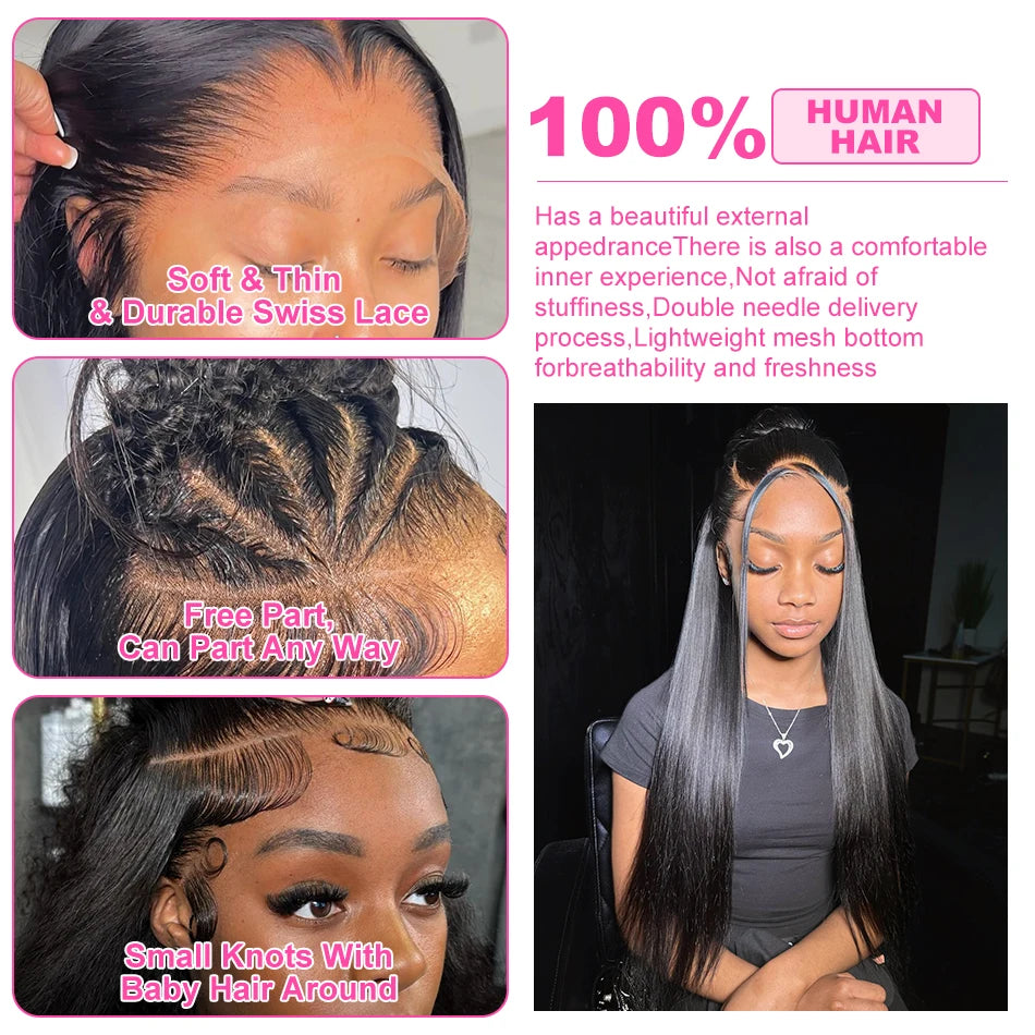 Rosabeauty 30 40 Inch Straight Human Hair Wigs Hd Lace Wig 13x6 Human Hair Bone Straight Lace Frontal Human Hair Wigs For Women