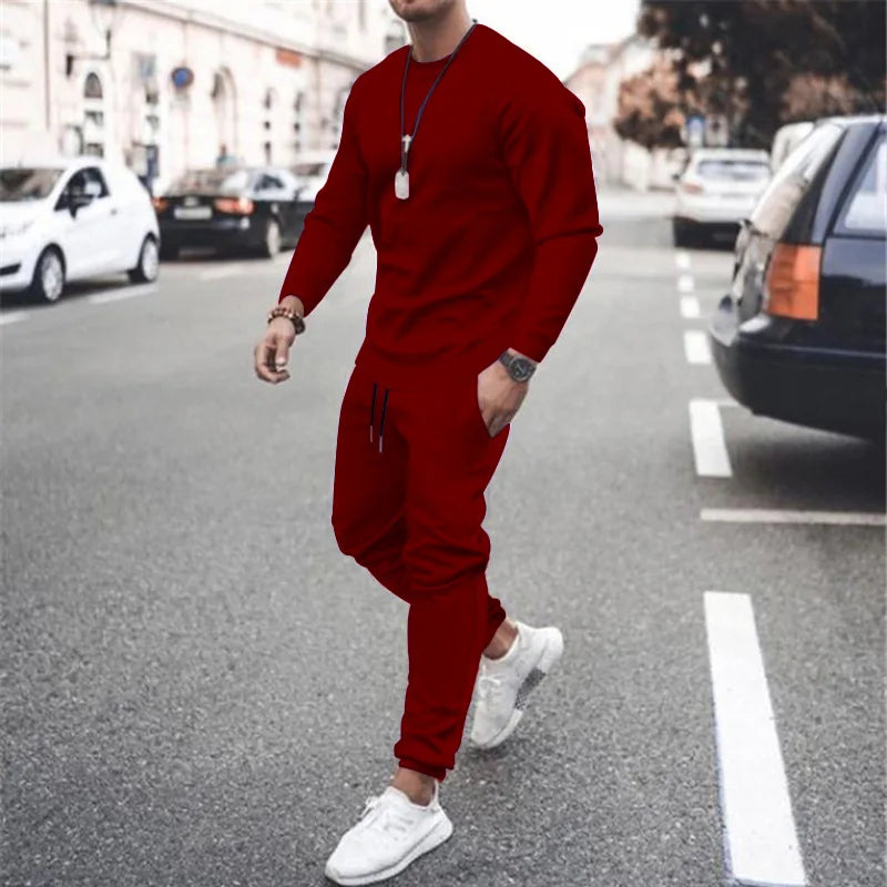 2025 New Men Two Pieces Sets Running Sweatshirt+Sweatpants  Suit Autumn Winter Warm Tracksuit Sets Men's Jogger Sports Suit