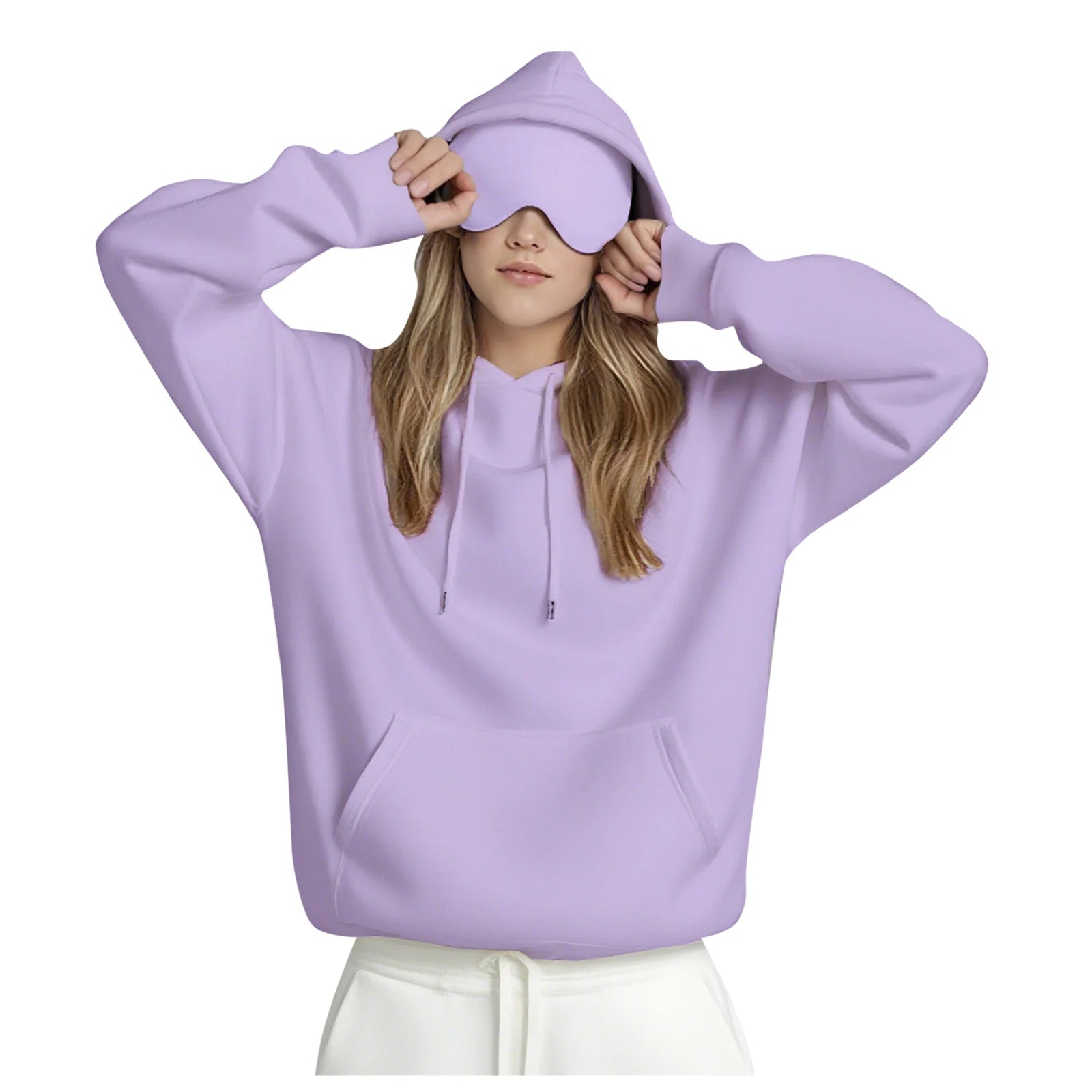 Plus Size Hoodie with Built-In Eye Mask – Oversized Travel Pullover