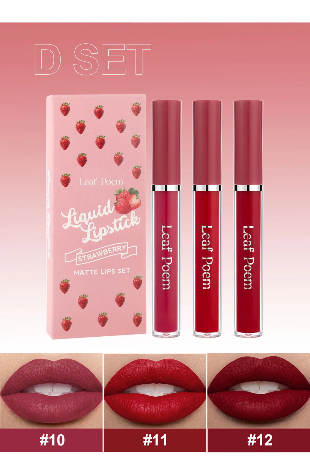 Waterproof Long-lasting Velvet Matte Lip Gloss Set Strawberry Moisturizing Lipstick Kit Beauty Cosmetics Makeup Rose Lip Stain