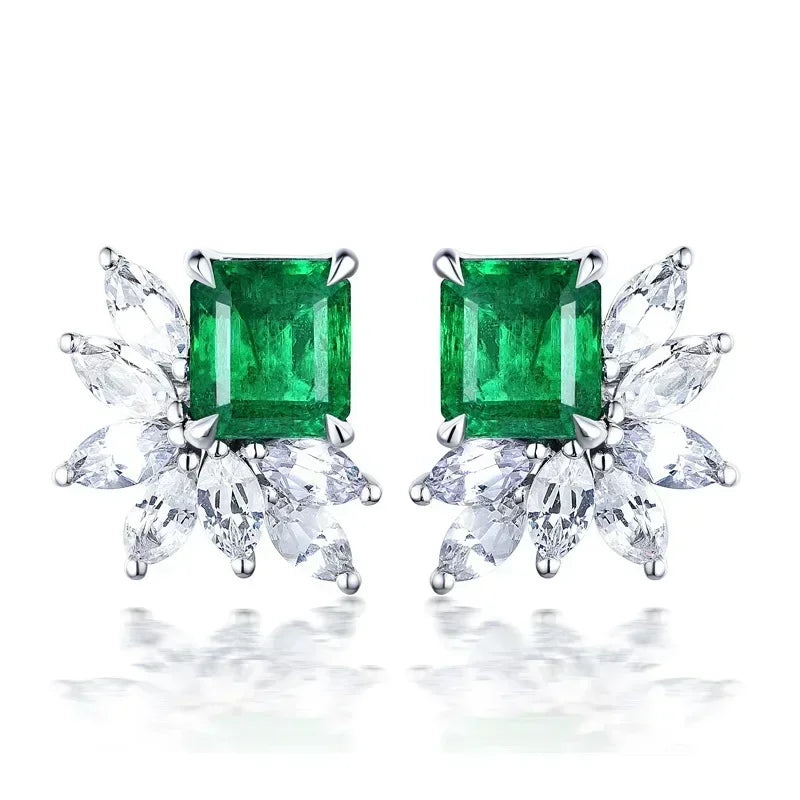 Green Crystal Drop Earrings | Elegant Zirconia Luxury Jewelry for Women