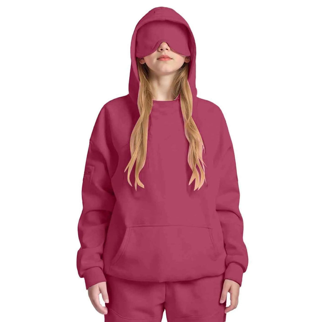 Plus Size Hoodie with Built-In Eye Mask – Oversized Travel Pullover