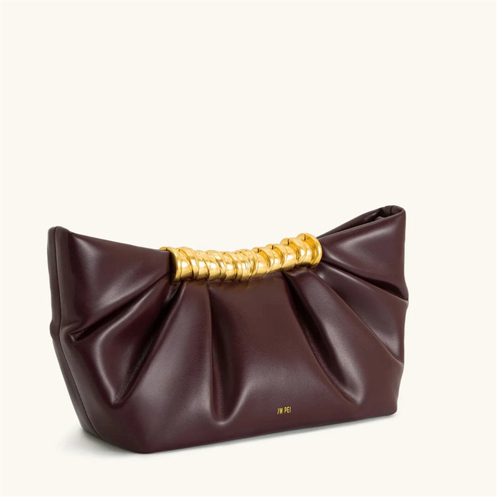 JW PEI Leia French Style Pleated Shoulder Bag, Mini Metal Chain Crossbody Purse,Elegant Banquet Evening Party Bag,2025 New