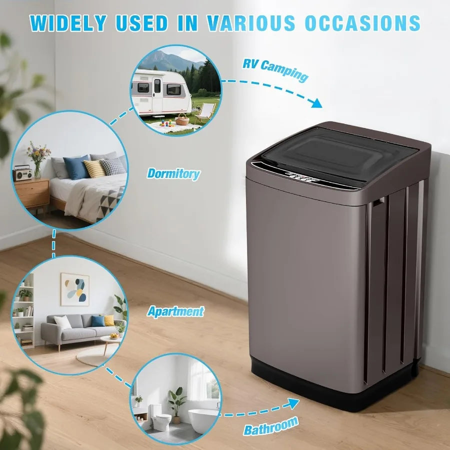 18lbs Portable Washing Machine Full Automatic Washer and Dryer with 2.4 Cu Ft Compact Design Featuring Drain Pump 10 Wash Progr