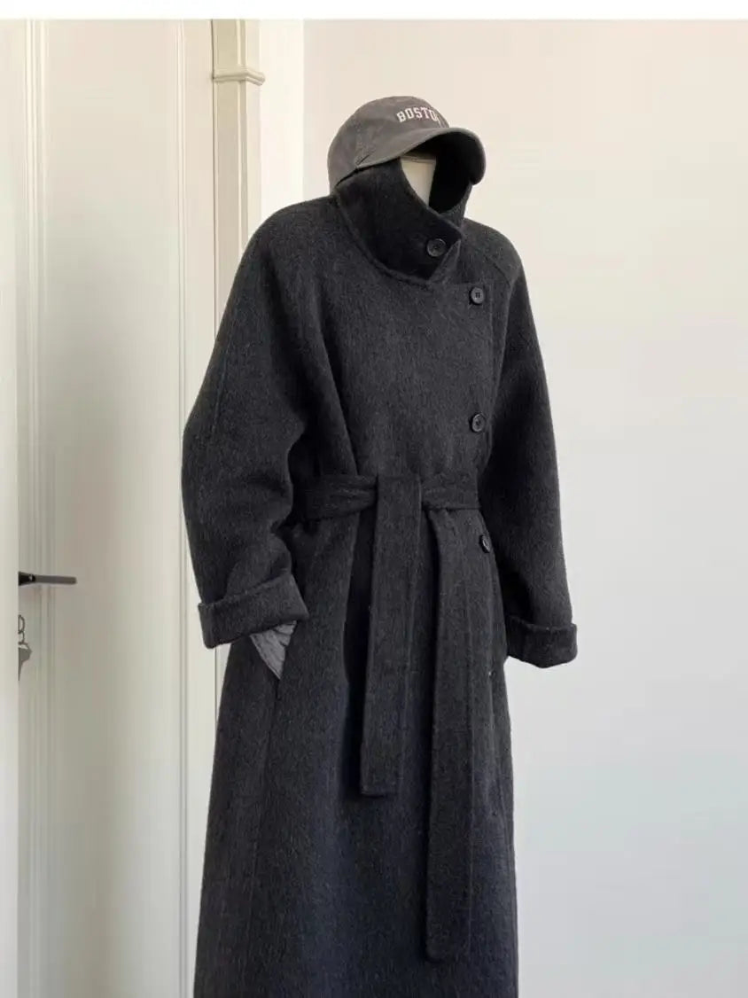 Deep Winter Stand Up Collar Woolen Coat For Women 2025 Winter New Style Woolen Coat Small, Unique, Super Good-Looking, Thick