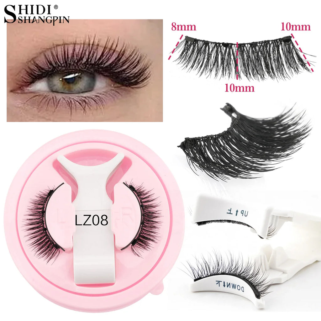 SHIDISHANGPIN 3D Magnetic False Eyelashes — Reusable, Glue-Free, Natural Long & Fluffy Look (1 Pair + Curler)