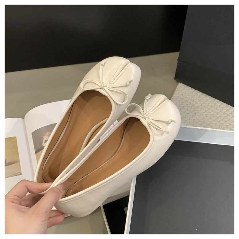 New Brand Women Flats Soft Ballet Shoes Slip On Loafers Soft Moccasins Tabi Ninja Casual Shoes Mujer Ladies Shoes Bow Knot Mujer